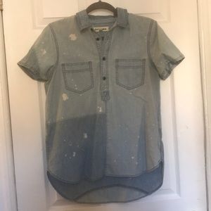 MADEWELL/RIVET & THREAD DENIM PATCHED TOP SZ M